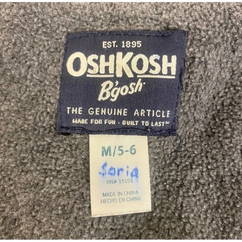 OshKosh B'gosh Puffer Jacket‎ Kids Size 5-6 Blue Gray Colorblock Hooded Coat